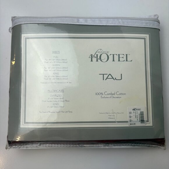 Luxury Hotel Taj King Flat Sheet Garnet Red 112"x106" 100% Combed Cotton - Picture 2 of 4